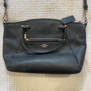 Coach Black Pebbled Leather Prairie Satchel Crossbody Handbag/Purse